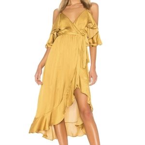Bardot midi wrap dress